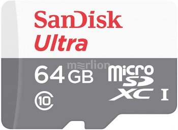 Карта памяти microSDXC 64Gb Class10 Sandisk SDSQUNR-064G-GN3MN Ultra Light w/o adapter