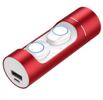 Наушники с микрофоном беспроводные Jet.A <WBS-60 White-red> (BT5.0,сенс.упр.,800mAh, powebank)