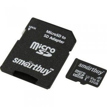 Карта памяти SmartBuy <SB32GBSDU1A-AD> microSDHC 32Gb UHS-I U3 A1 V30 + microSD-->SD Adapter