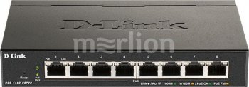 Коммутатор D-Link DGS-1100-08PLV2/A1A (L2) 8x1Гбит/с 4PoE+ 80W управляемый