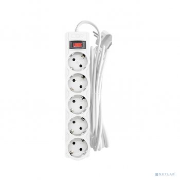 Сетевой фильтр CBR CSF 2505-3.0 White PC, 5 евророзеток, длина кабеля 3 метра, цвет белый (пакет)