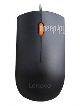 Мышь Lenovo 300 черный/оранжевый оптическая (1600dpi) USB для ноутбука (2but)