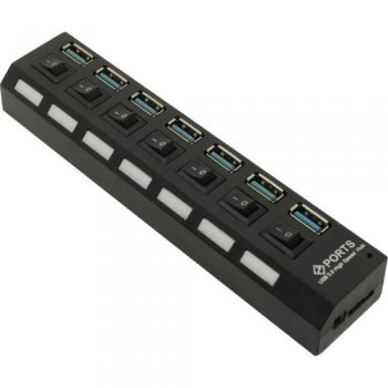 Концентратор USB Smartbuy <SBHA-7307-B> 7-port USB3.0 Hub с выключателями