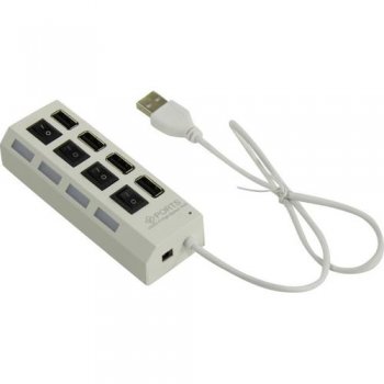 Концентратор USB Smartbuy < SBHA-7204-W> 4-port USB2.0 Hub с выключателями