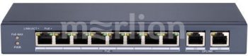 Коммутатор HiWatch DS-S1008P 8x100Mb 2G 8PoE+ 60W неуправляемый