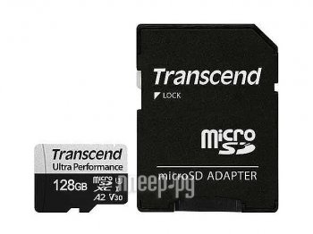 Карта памяти 128Gb - Transcend MicroSDXC 340S Class 10 UHS-I U3 V30 A2 TS128GUSD340S с адаптером SD (Оригинальная!)