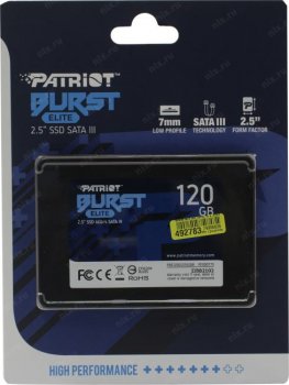 Твердотельный накопитель (SSD) 120 Gb SATA 6Gb/s Patriot Burst Elite <PBE120GS25SSDR> 2.5" 3D QLC