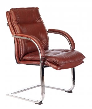 Кресло офисное Бюрократ T-9927SL-LOW-V светло-коричневый Leather Eichel кожа низк.спин. на полоз. металл хром