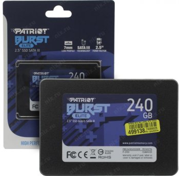 Твердотельный накопитель (SSD) 240 Gb SATA 6Gb/s Patriot Burst Elite <PBE240GS25SSDR> 2.5" 3D QLC