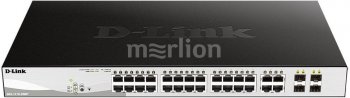 Коммутатор D-Link DGS-1210-28MP DGS-1210-28MP/F 24x1Гбит/с 4xКомбо(1000BASE-T/SFP) 24PoE+ 370W настраиваемый