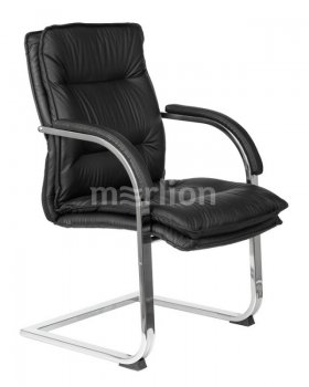 Кресло офисное Бюрократ T-9927SL-LOW-V черный кожа низк.спин. на полоз. металл хром