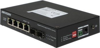 Коммутатор Hikvision DS-3T0506HP-E/HS 4G 2SFP 3PoE+ 60W неуправляемый