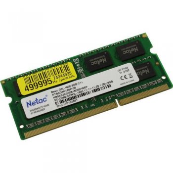 Оперативная память для ноутбуков Netac Basic <NTBSD3N16SP-08> DDR3 SODIMM 8Gb <PC3-12800> (for NoteBook)