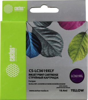 Картридж Cactus CS-LC3619XLY Yellow для Brother MFC-J2330DW/2730DW/3530DW/3930DW