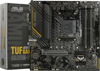 Материнская плата ASUS TUF GAMING A520M-PLUS II (RTL) AM4 <AMD A520> PCI-E Dsub+DVI+HDMI GbLAN SATA MicroATX 4DDR4