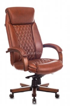 Кресло руководителя Бюрократ T-9924WALNUT светло-коричневый Leather Eichel кожа крестовина металл/дерево