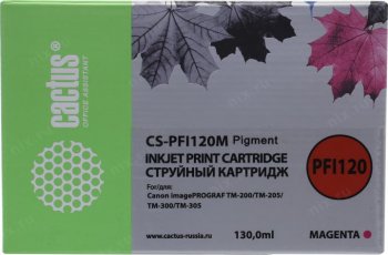 Картридж Cactus CS-PFI120M PFI-120M пурп.пигм. (130мл) для Canon imagePROGRAF TM-200/TM-205/TM-300/TM-305