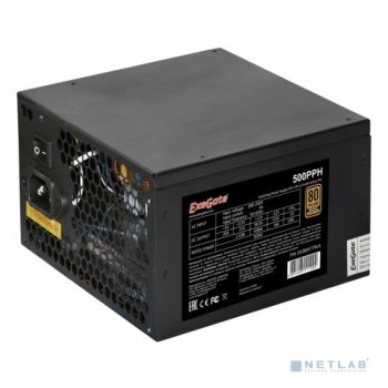 Блок питания Exegate EX280577RUS-OEM 500W Exegate 500PPH-OEM, 80+Bronze, ATX, black, APFC, 12cm, 24p, (4+4)p, 5*SATA, 3*IDE