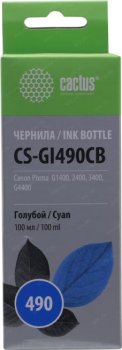 Чернила Cactus CS-GI490CB Cyan для Canon Pixma G1400/G2400/G3400/G4400 (100мл)
