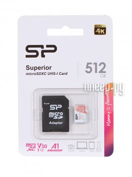 Карта памяти 512Gb - Silicon Power Superior A1 MicroSDXC Class 10 UHS-I U3 SP512GBSTXDV3V20SP с адаптером SD (Оригинальная!)