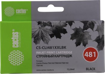 Картридж Cactus CS-CLI481XXLBK черный (12.2мл) для Canon Pixma TR7540/TR8540/TS6140/TS8140