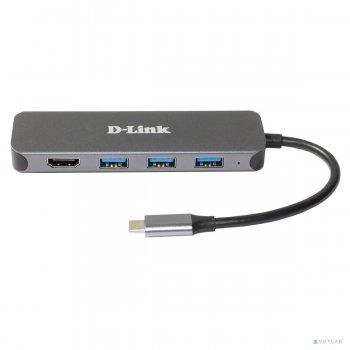 Док-станция для ноутбука D-Link DUB-2333/A1A с разъемом USB Type-C, 3 портами USB 3.0, 1 портом USB Type-C/PD 3.0 и 1 портом HDMI