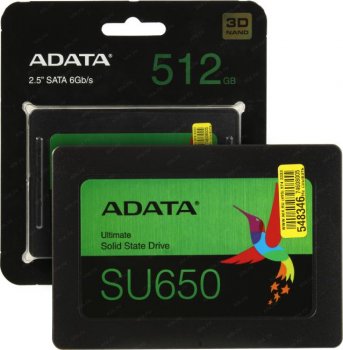 Твердотельный накопитель (SSD) 512 Gb SATA 6Gb/s ADATA Ultimate SU650 <ASU650SS-512GT-R> 2.5" 3D TLC