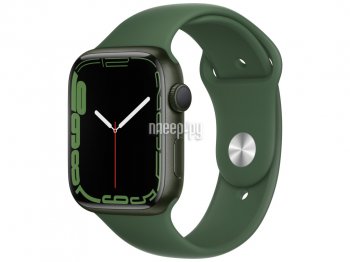 Часы многофункциональные APPLE Watch Series 7 45mm Green Aluminium Case with Clover Sport Band MKN73RU/A