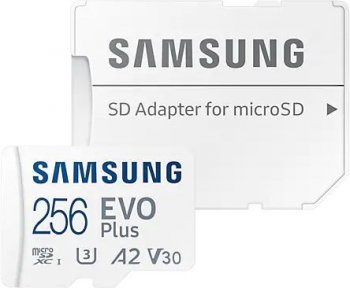 Карта памяти Samsung EVO Plus <MB-MC256KA> microSDXC Memory Card 256Gb Class10 UHS-I U3+ microSD--> SD Adapter