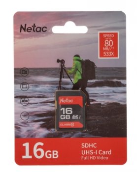 Карта памяти Netac <NT02P600STN-016G-R> SDHC Memory Card 16Gb UHS-I U1
