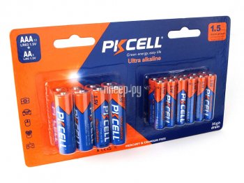 Набор батареек AAA/AA - Pkcell LR03(12) + LR6(8) (12 + 8 штук)