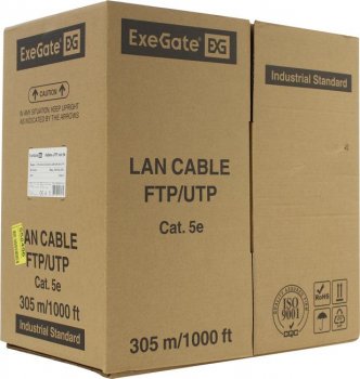 Кабель UTP 4 пары кат.5e LSZH <305м> Exegate UTP4-C5e-CU-S25-IN-LSZH-GR-305 <EX289281RUS>