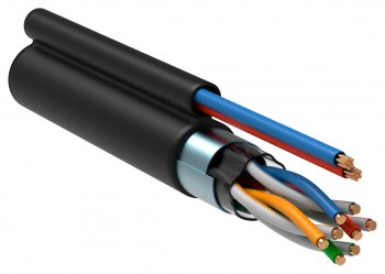 Кабель FTP ITK с кабелем питания LC3-C5E04-379 кат.5E F/UTP 4X2X24AWG LDPE внешний 305м черный