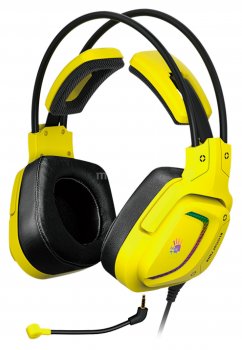 Наушники с микрофоном Bloody G575 Punk Yellow (USB, шнур 2м, с регулятором громкости)