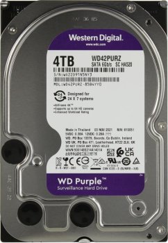 Жесткий диск 4 Тб SATA 6Гб/s Western Digital Purple <WD42PURZ> 3.5" 5400rpm 256Mb