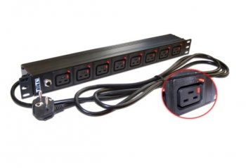 Блок распределения питания Lanmaster TWT-PDU-16A8C9L-3.0 верт.размещ. 8xC19 базовые 16A Schuko 3м