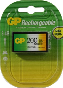 Аккумулятор GP 20R8H-2CRU1 (8.4V, 200mAh) NiMh, типа "Крона"