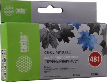 Картридж Cactus CS-CLI481XXLC голубой (12.2мл) для Canon Pixma TR7540/TR8540/TS6140/TS8140