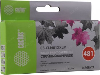Картридж Cactus CS-CLI481XXLM пурпурный (12.2мл) для Canon Pixma TR7540/TR8540/TS6140/TS8140