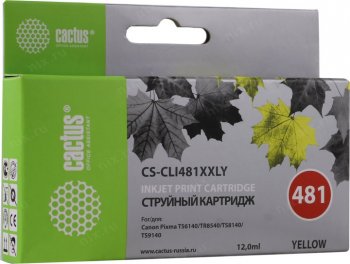 Картридж Cactus CS-CLI481XXLY желтый (12.2мл) для Canon Pixma TR7540/TR8540/TS6140/TS8140