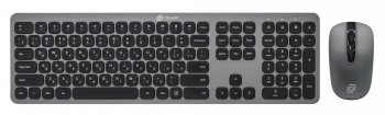Комплект клавиатура + мышь Оклик 300M клав:серый мышь:серый/черный USB беспроводная slim (1488402)