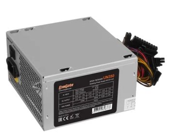 Блок питания Exegate EX244552RUS-S UN350, ATX, SC, 12cm fan, 24p+4p, 3*SATA, 2*IDE, FDD + кабель 220V с защитой от выдергивания