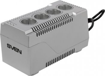 Стабилизатор напряжения SVEN <VR-F1000 Silver> (вх.180-285V, вых.230V, 320W, 2 розетки Euro со стабилизацией+2 без стаб.)