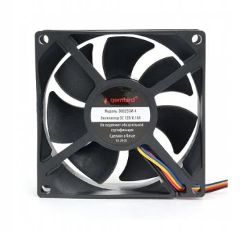 Вентилятор Gembird, 80x80x25, втулка, 4 pin, провод 30 см