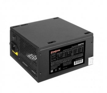 Блок питания 400W ExeGate 400PPE, ATX, PC, black, APFC, 12cm, 24p+4p, PCI-E, 3*IDE, 5*SATA, FDD + кабель 220V в комплекте