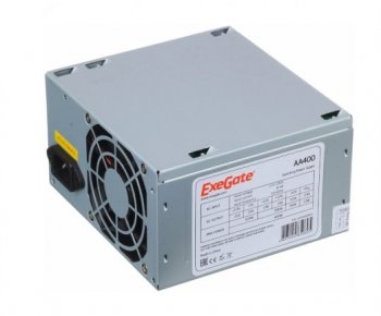 Блок питания 400W ExeGate AA400, ATX, PC, 8cm fan, 24p+4p, 2*SATA, 1*IDE + кабель 220V в комплекте
