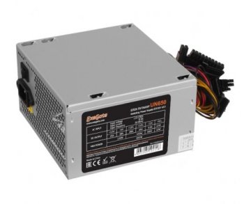 Блок питания 650W ExeGate 650PPE, ATX, PC, black, APFC, 12cm, 24p+4p, PCI-E, 5*SATA, 3*IDE, FDD + кабель 220V в комплекте