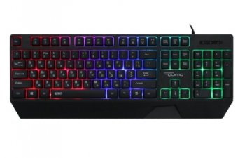 Клавиатура игровая Qumo Twins K68, с двумя накладками разного цвета, проводная, 104 клавиши, кнопка FN, встроенная радужная подсветка