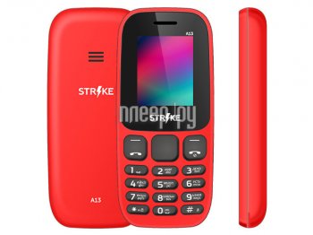 Мобильный телефон STRIKE A13 Red (QuadBand, 1.77" 160x128, GSM+BT, microSD, 67г)