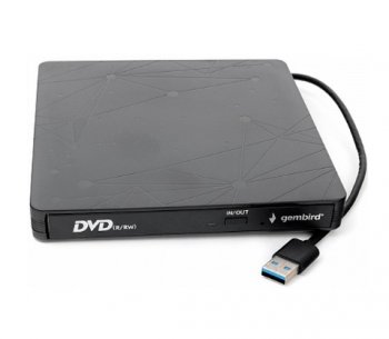 Привод DVD внешний Внешний DVD-привод с интерфейсом USB Gembird DVD-USB-03 пластик, черный